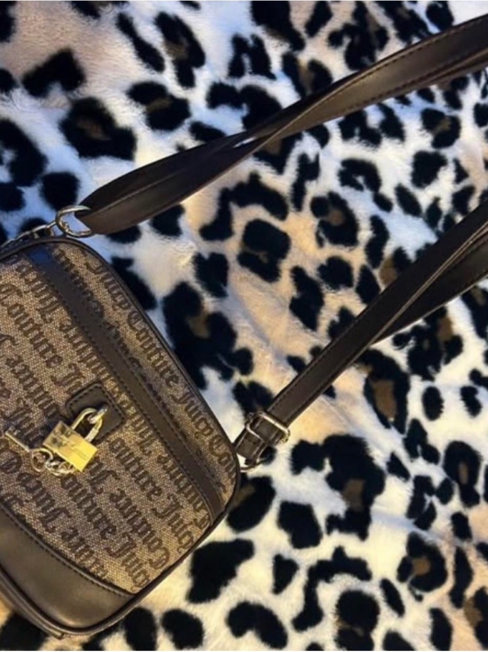 Juicy Couture Brown Monogram Crossbody with Gold Lock